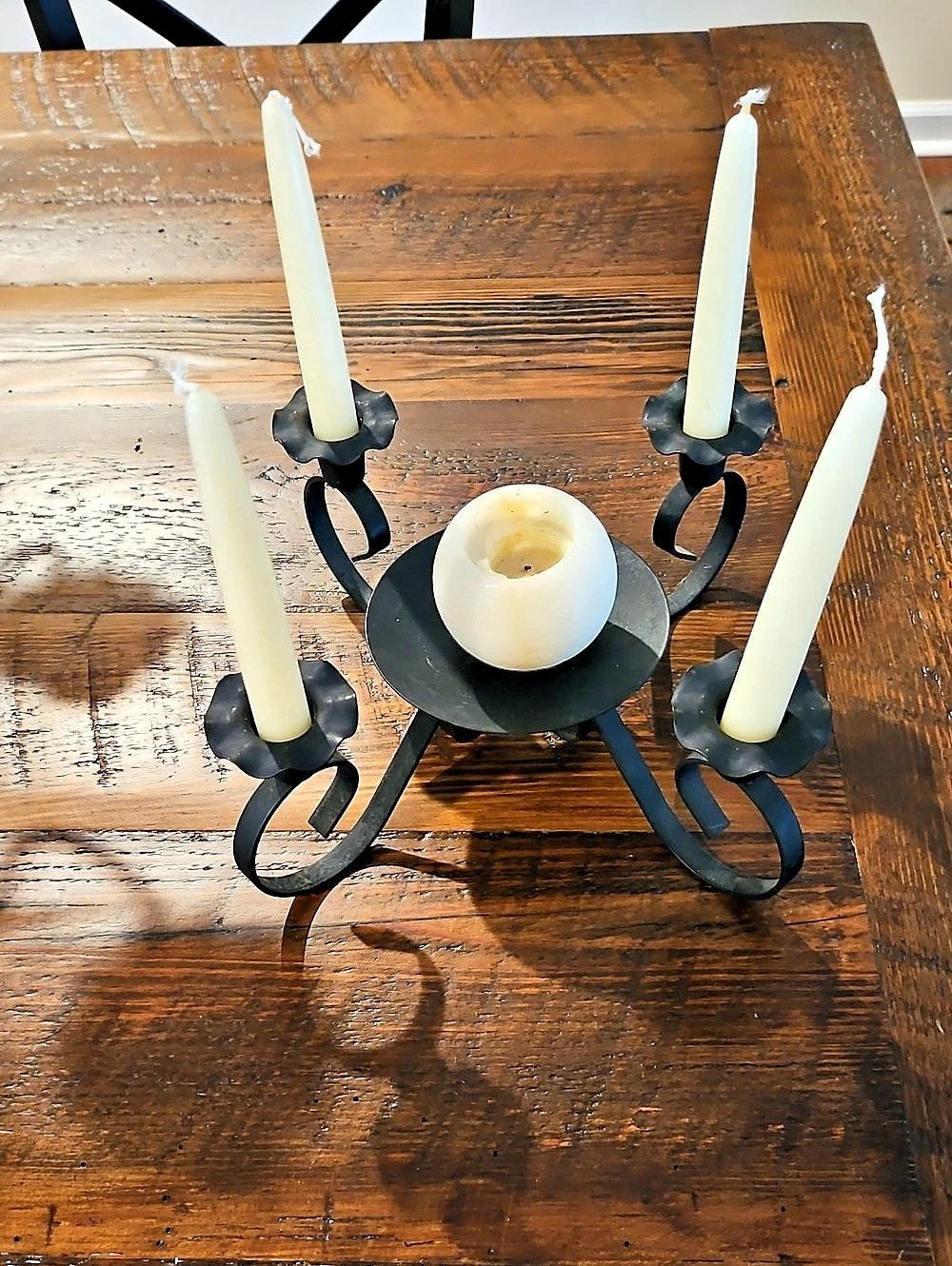 Vintage Black Four-Arm Candelabra